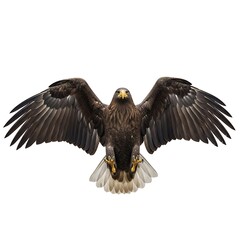 Majestic eagle with wings spread wide isolated on white background