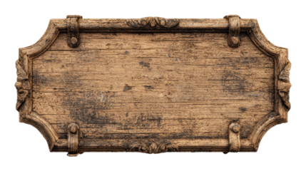 Antique wooden signboard rustic workshop decorative item isolated on transparent background