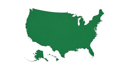 Obraz premium Green United States Map on White Background