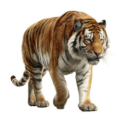 Obraz premium Tiger walking in natural habitat wildlife view isolated on transparent background
