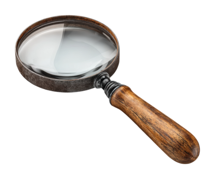 Analyzing magnifying glass use in science labs isolated on transparent background