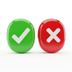 3d check mark and cross icons isolated on transparent background isolated on white background