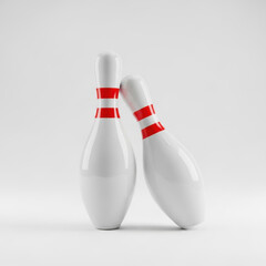 3d bowling pins isolated on transparent background isolated on white background