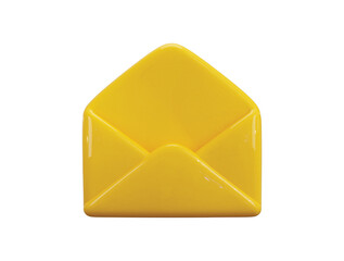 Yellow Envelop icon 3d render concept with Shine empty message envelop icon vector illustration 