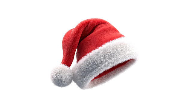 3D red Santa hat icon on white background high resolution transparent PNG clipart for Christmas social media posts stickers overlays and festive designs