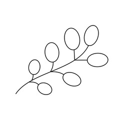 Minimalist Botanical Line Art: Branch with Oval Leaves