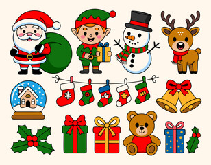 Fototapeta premium Set of christmas elements vector