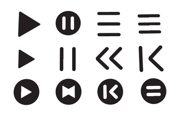 Audio and Video Player Interface Symbols in Minimal Circle Design