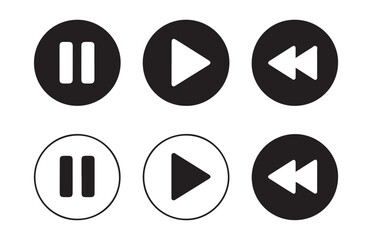 Basic Audio Video Navigation Buttons - Solid and Outline Styles. Vector Illustration eps 10
