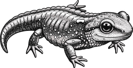Obraz premium Fire salamander illustration, drawing, engraving ink line art vector
