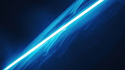 A diagonal, bright blue light streaks across a dark, muted background, creating a dynamic and abstract composition with glowing edges, soft textures, and an ethereal ambiance.