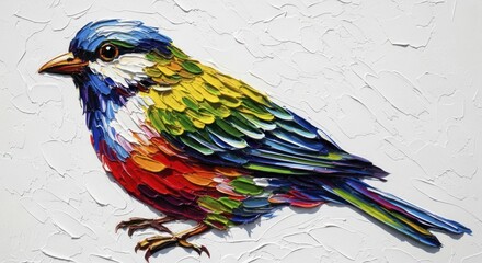 Vibrant Impasto Oil Painting of a Colorful with Rich Textures on a White Canvas Background