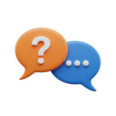 3d question mark and ellipsis speech bubbles isolated on transparent background isolated on white background