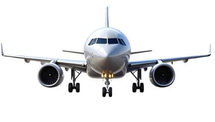 A white airplane taking off sticker isolated on transparent background