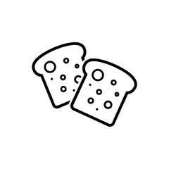 Two Slices of Bread With Holes And Crust, Iconic Food Symbol, Toast Bread Vector Icon, Simple Minimalist Outline Graphic, Fresh Baked Goods