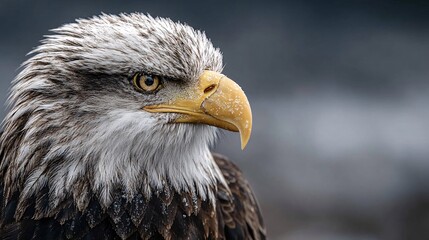 Fototapeta premium Majestic Bald Eagle Close-Up with Detailed Feather Texture