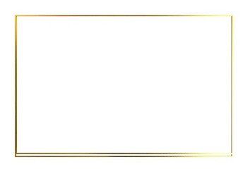 Obraz premium Elegant thin gold line frame border on white background, shape, white background