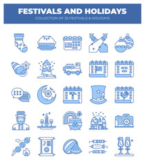 Festivals and Holidays. Collection of 25 Festive Icons