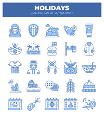 Collection of 25 Holidays. Festive Events. Summer and Winter Celebrations