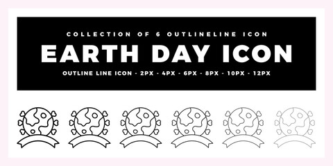 Earth Day Icon Set Collection of 6 Outline Icons for Eco-Friendly Designs