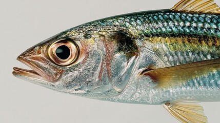 Detailed Close-Up of a Fresh Silver Fish with Shiny Scales