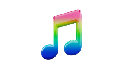 3d icon of colorful music note isolated on transparent background, a symbol of melody, harmony, and musical expression