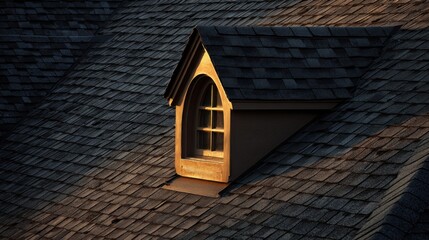 Dormer window on a tiled roof architectural details and outdoor construction