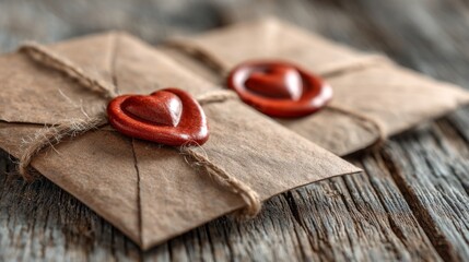 Two envelopes with red hearts on them