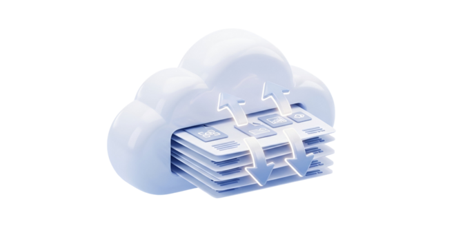 3d icon of cloud computing data transfer icon isolated on transparent background for web design and app development
