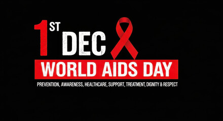 World aids day december 1st red ribbon symbol of awareness and support against hiv