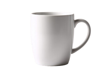 Isolated White Ceramic Mug with Handle and Transparent Background