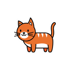 Cute Orange Tabby Cat Illustration With White Stripes And Whiskers Standing Side Profile Adorable Cartoon Pet Graphic