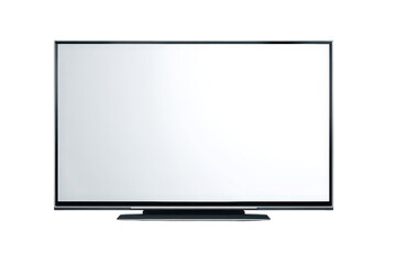 Modern Television Display Screen Isolated on Black Background with White Blank Display