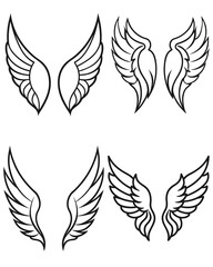 Obraz premium Each design showcases smooth curves and sharp feather details, perfect for logo design, tattoo art, fantasy illustrations, or decorative graphic elements.