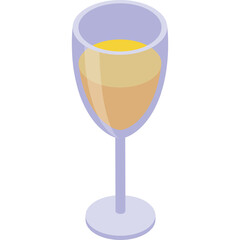 A Tall Stemmed Glass Filled With Amber Liquid And A Subtle Yellow Hue Isolated On A Transparent Background With A Light Blue Base And Stem in a Studio Lighting Setup