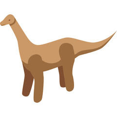 A stylized illustration of a light brown long neck dinosaur standing with a transparent background in a simple flat design with neutral tones representing  