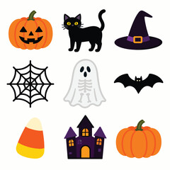 Vector style drawing of Halloween set