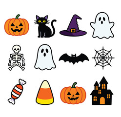 Vector style drawing of Halloween set