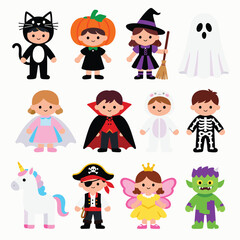 Vector style drawing of Halloween set