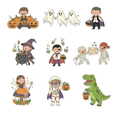 Vector style drawing of Halloween set