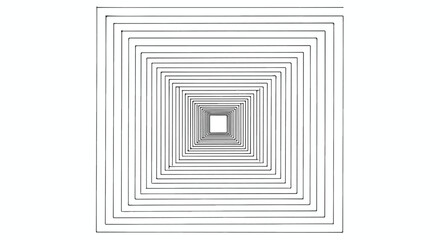 Concentric square tunnel perspective, optical depth minimalist line drawing.