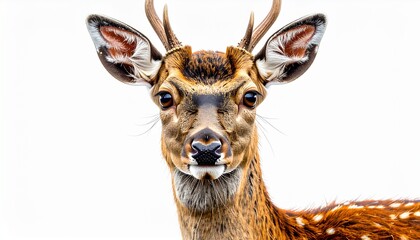 deer png. Deer isolated png. Brown deer looking into the camera. Cervidae png. 