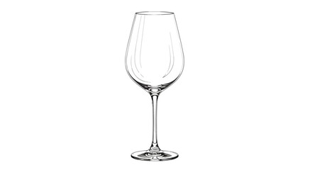 Wine glass line drawing with elegant proportions, minimalist contour art.