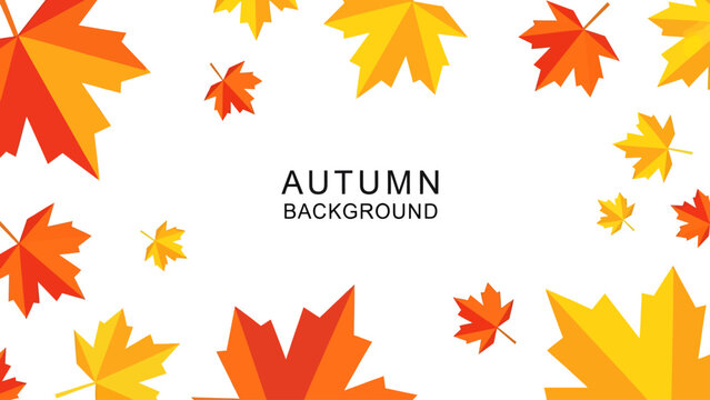 Autumn Leaf Border Background With Bright Orange, Red, And Yellow Leaves In White Space