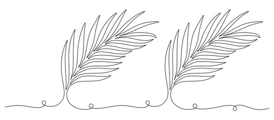 Obraz premium continuous line of palm leave...