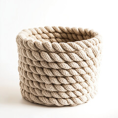 Obraz premium Handmade Cotton Rope Basket with Soft Knitted Texture