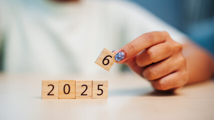 Future planning event 2025 milestone countdown home office inspirational concept close-up view