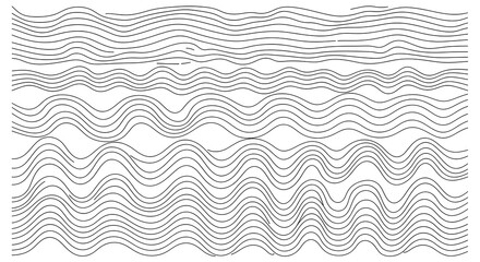 Abstract pattern of multiple horizontal wavy lines with varying amplitudes and frequencies on a white background, creating a dynamic visual texture.
