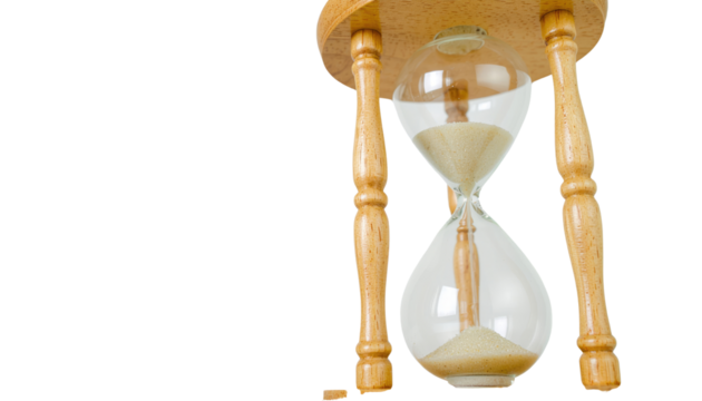 hourglass measuring the passage of time. captures the fleeting nature of moments and the relentless march of time - Isolated on PNG cut out. Isolated On Transparent and White Background