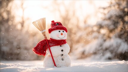 Charming snowman in a winter wonderland  embrace the joy of christmas and new year greetings